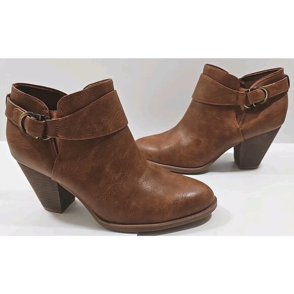 Dr. Scholl's Shoes - Dr. Scholl's~Woman Size 9.5M~Brown Faux Leather Kickstart Booties High Heel NWOB